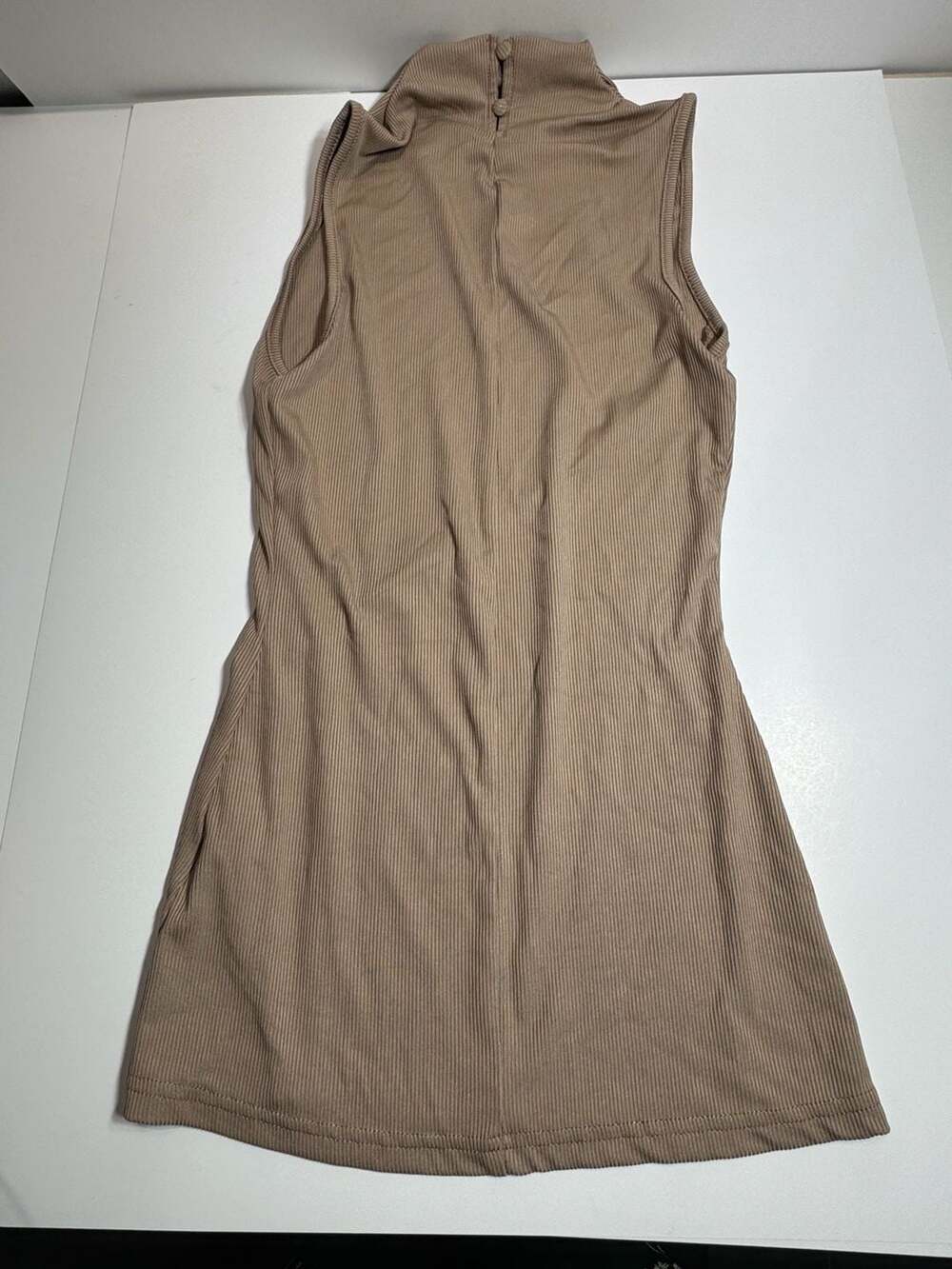 Monrow Tan Ribbed Mock Neck Sleeveless Tank Top Women's S